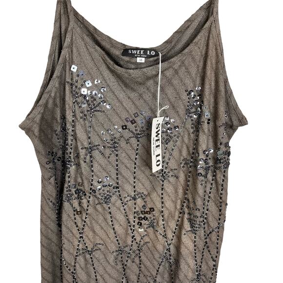 Swee Lo New York Grey Embellished Silk Dress 14 - Picture 5 of 9
